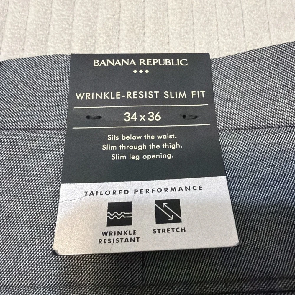 Banana Republic Slim Tailored Performance Dress Wrinkle Resist Pant 34x36 NWT